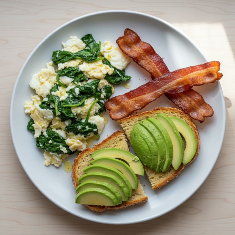 Scrambled Egg Whites with Spinach and Turkey Bacon
