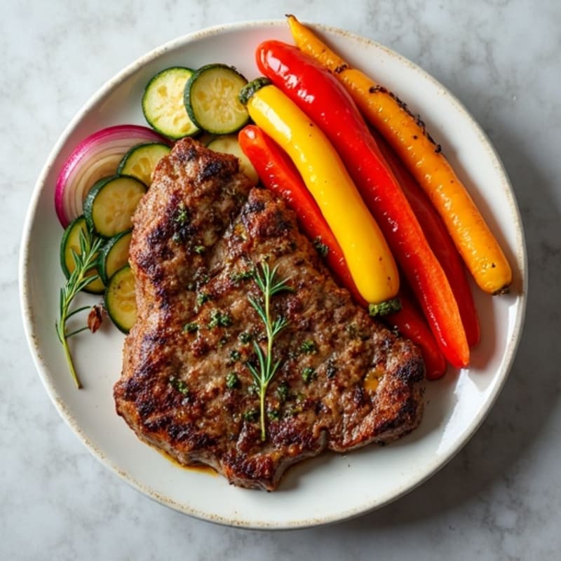 Garlic-Herb Sheet Pan Steak with Roasted Rainbow Vegetables