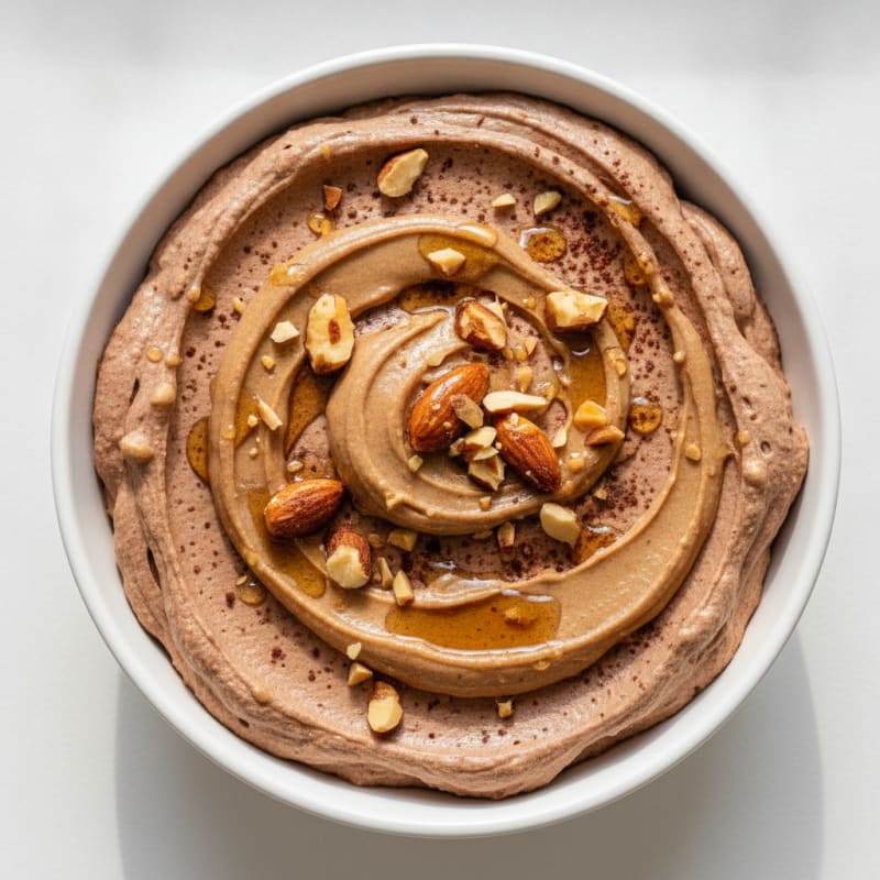 Chocolate Protein Mousse with Almond Butter Swirl