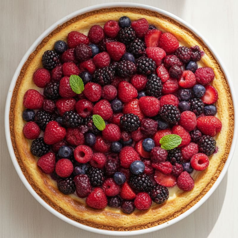 Greek Yogurt Protein Cheesecake with Mixed Berries