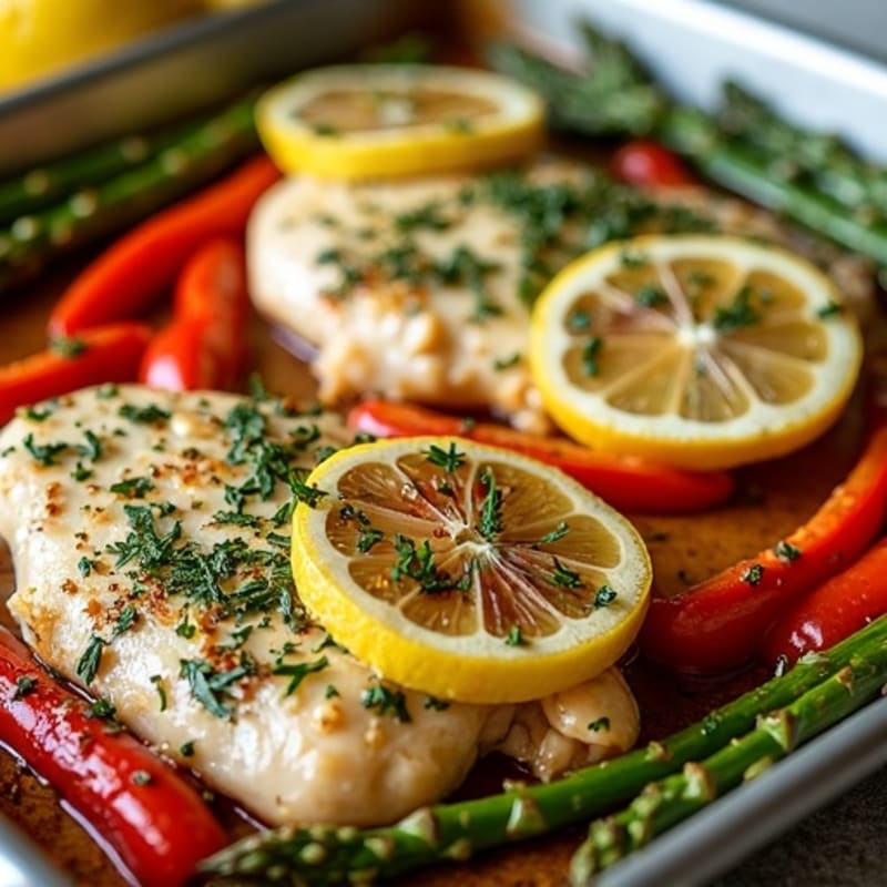 Sheet Pan Lemon Herb Chicken with Roasted Asparagus and Bell Peppers
