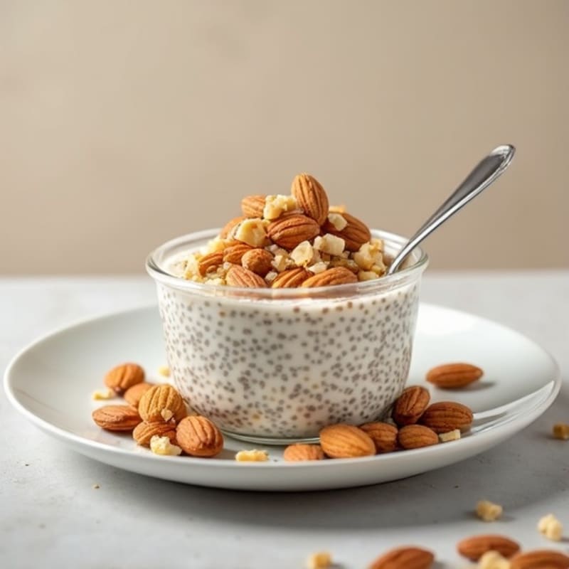Creamy Vanilla Bean Protein Chia Pudding with Toasted Almonds