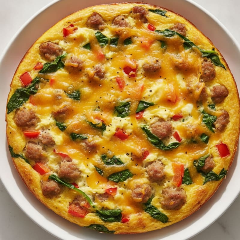 Cheesy Egg and Turkey Sausage Bake