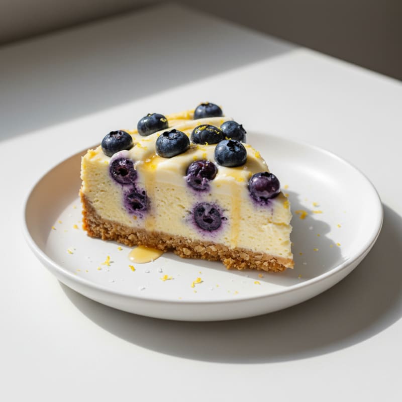 Lemon-Blueberry Vegan Cheesecake with Oat Crust