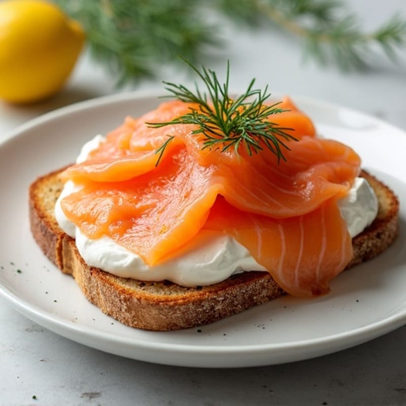 Smoked Salmon with Creamy Dill Spread and Crispy Whole Grain Toast
