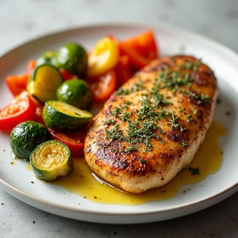 Herb-Crusted Pan Seared Chicken with Roasted Vegetables