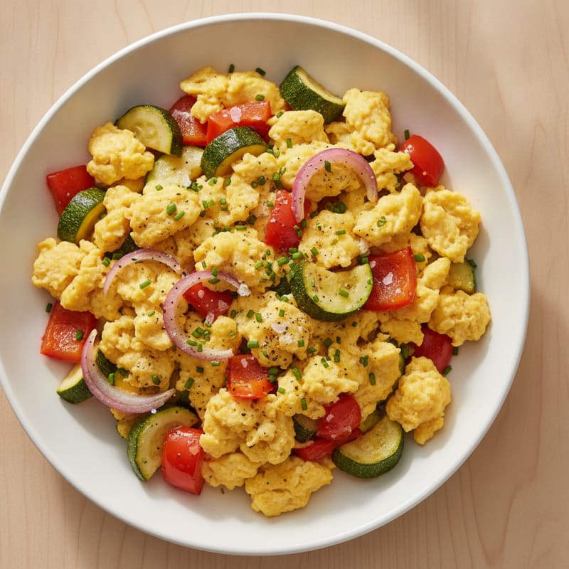 Hearty Scrambled Eggs with Roasted Vegetables
