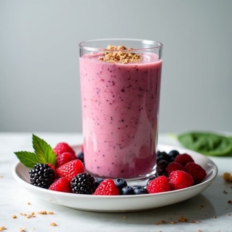 Creamy Berry Green Protein Smoothie