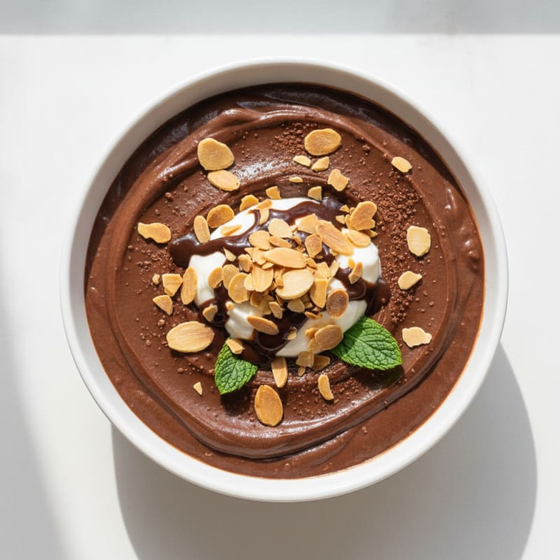 Silky Chocolate Protein Pudding with Almond Crunch