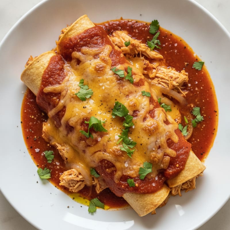 Chicken Enchiladas with Red Chili Sauce