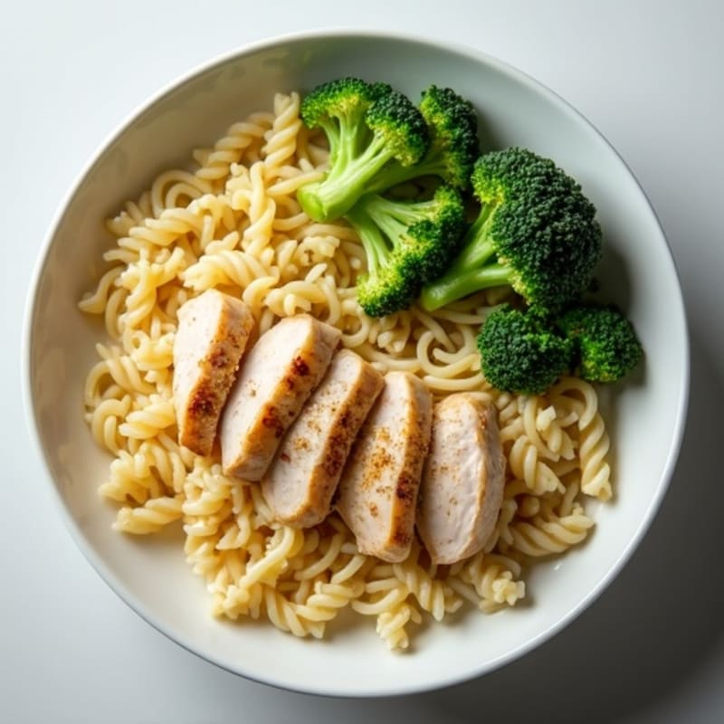 Lighter Creamy Garlic Parmesan Chicken Pasta with Broccoli