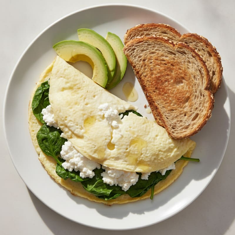 Egg White Spinach Omelet with Cottage Cheese