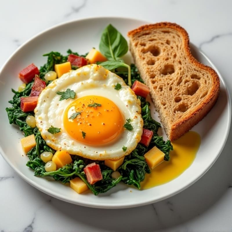Egg White and Spinach Scramble with Turkey Bacon