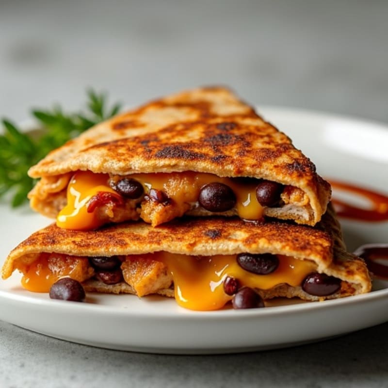 Crispy BBQ Chicken and Black Bean Whole Wheat Quesadilla