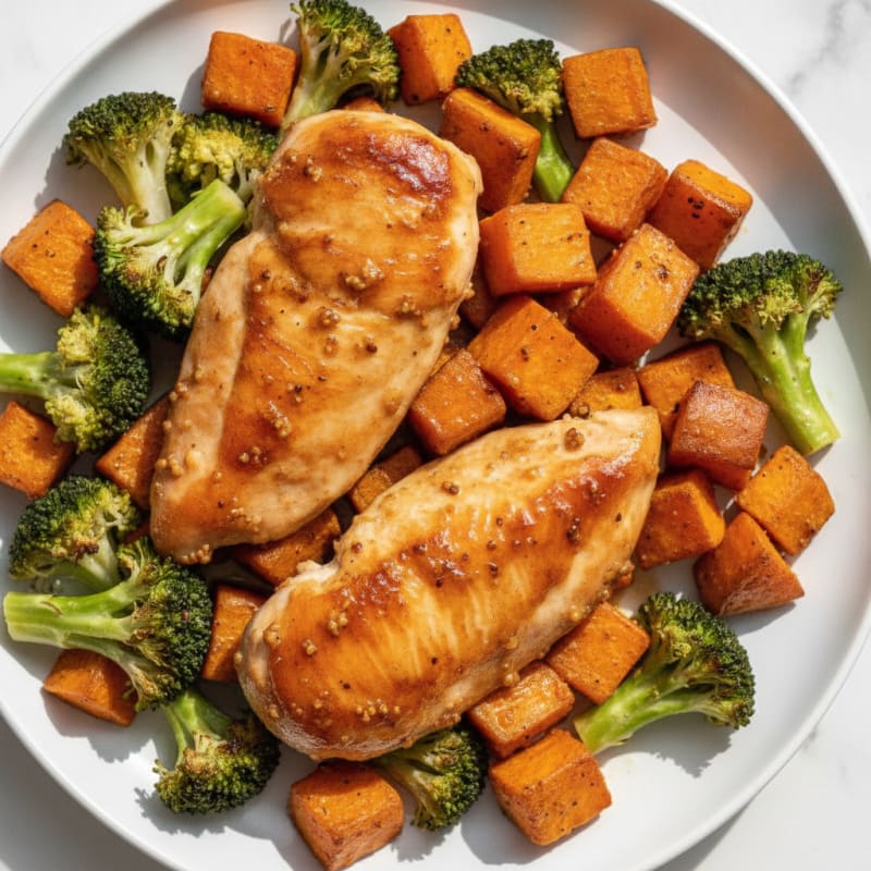 Maple-Glazed Chicken and Roasted Sweet Potatoes