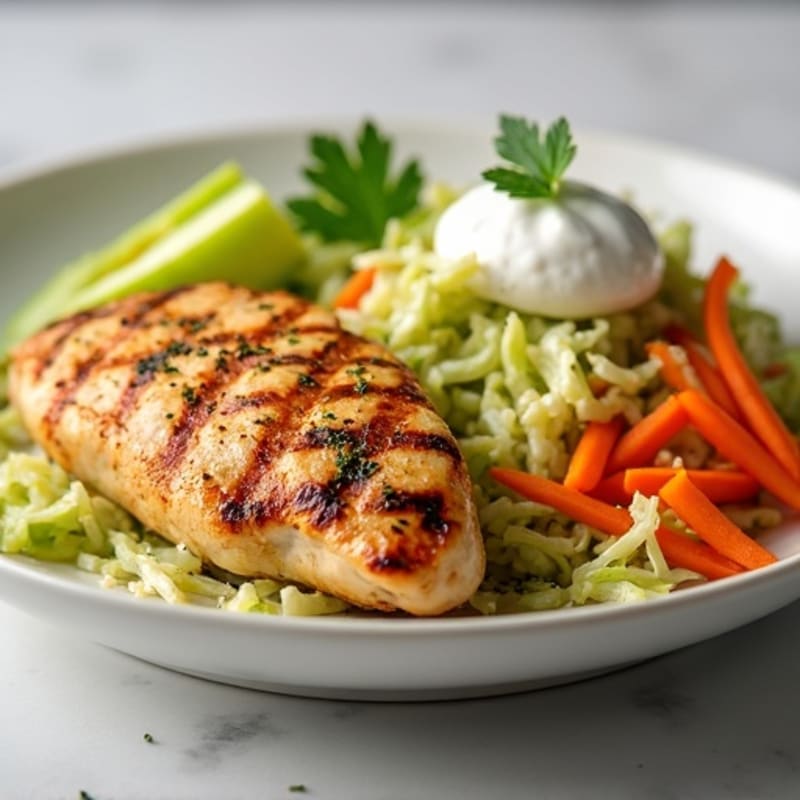 Grilled Chicken Breast with Crunchy Apple Slaw