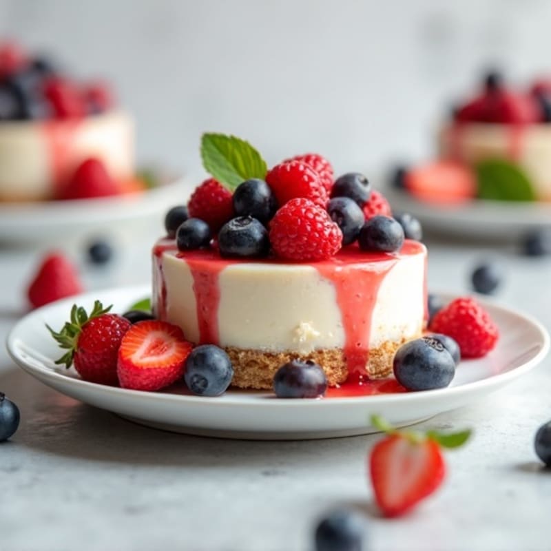 Greek Yogurt Protein Cheesecake with Mixed Berries