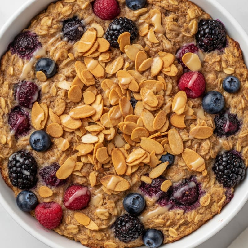 Baked Berry Oatmeal with Toasted Almonds