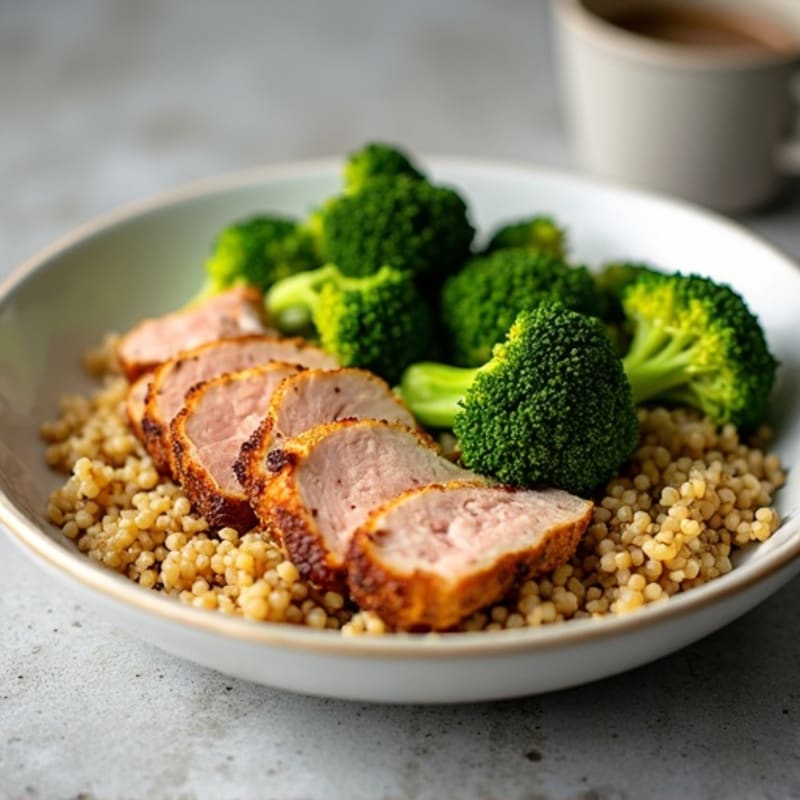 Seared Turkey Breast with Quinoa and Roasted Broccoli