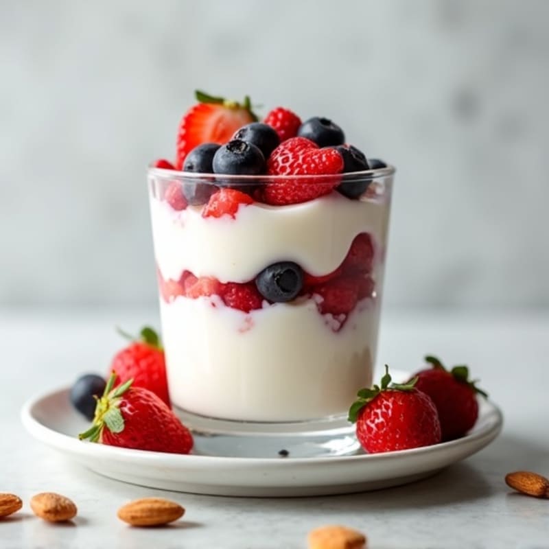 Creamy Greek Yogurt Protein Parfait with Mixed Berries and Almonds