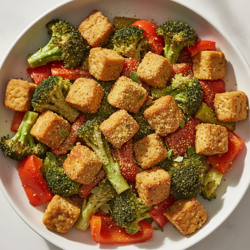 Lemon-Herb Tempeh & Roasted Vegetable Bowl