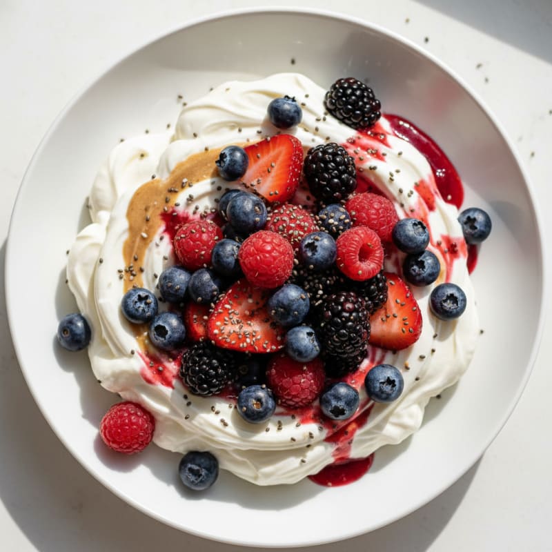 Silky Greek Yogurt Protein Pudding with Mixed Berries
