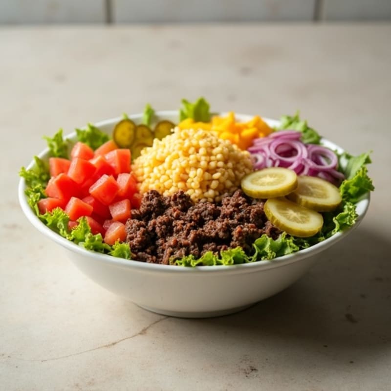 Savory Lean Ground Beef Big Mac Bowl with Creamy Dressing