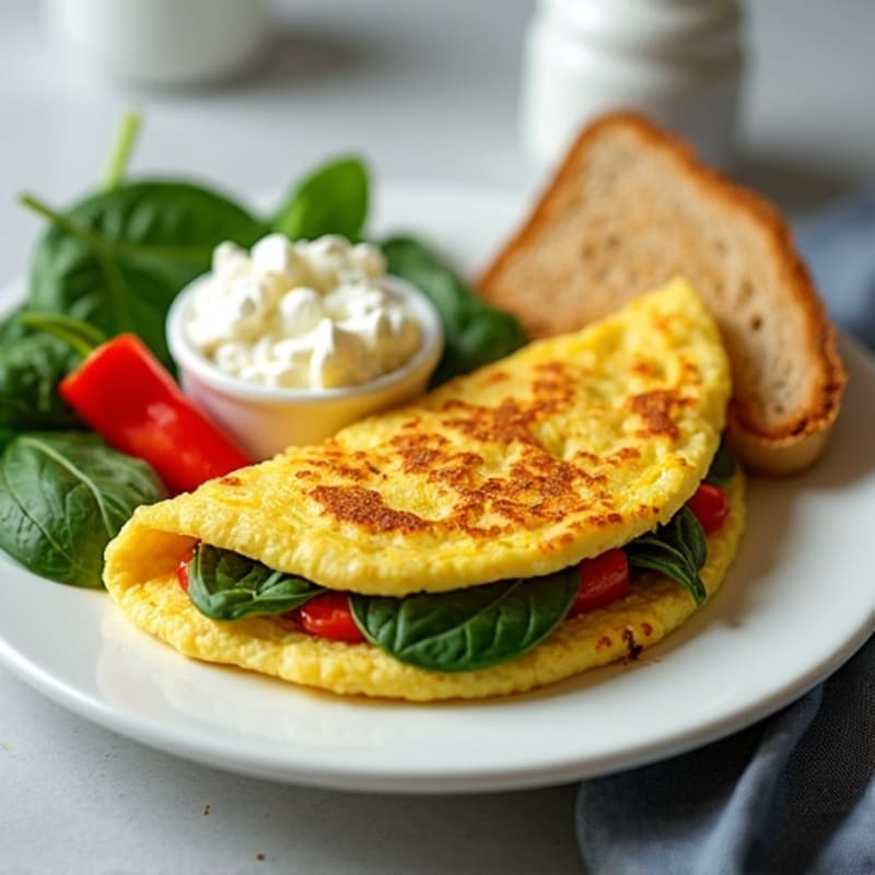 Egg White Spinach Omelette with Cottage Cheese