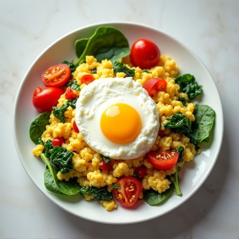 Egg White Veggie Scramble with Cottage Cheese