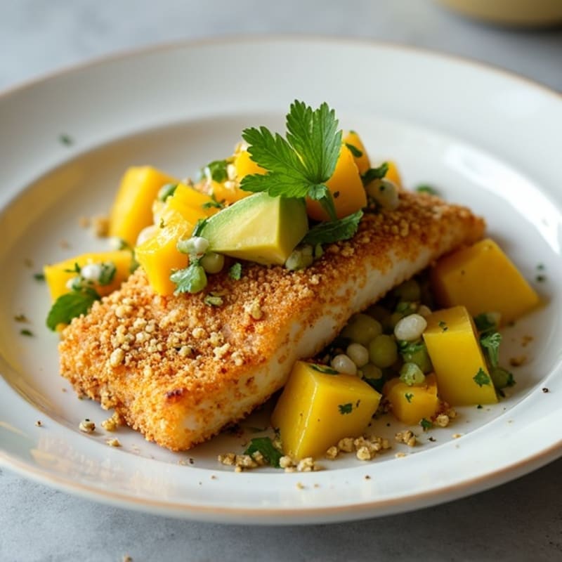 Crispy Pistachio-Crusted Mahi Mahi with Mango Avocado Salsa