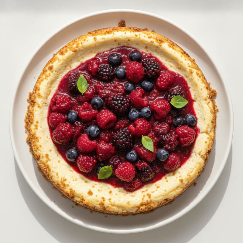 Greek Yogurt Protein Cheesecake with Mixed Berries