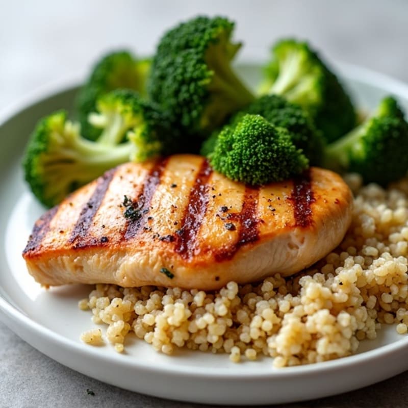Grilled Chicken Breast with Quinoa and Steamed Broccoli