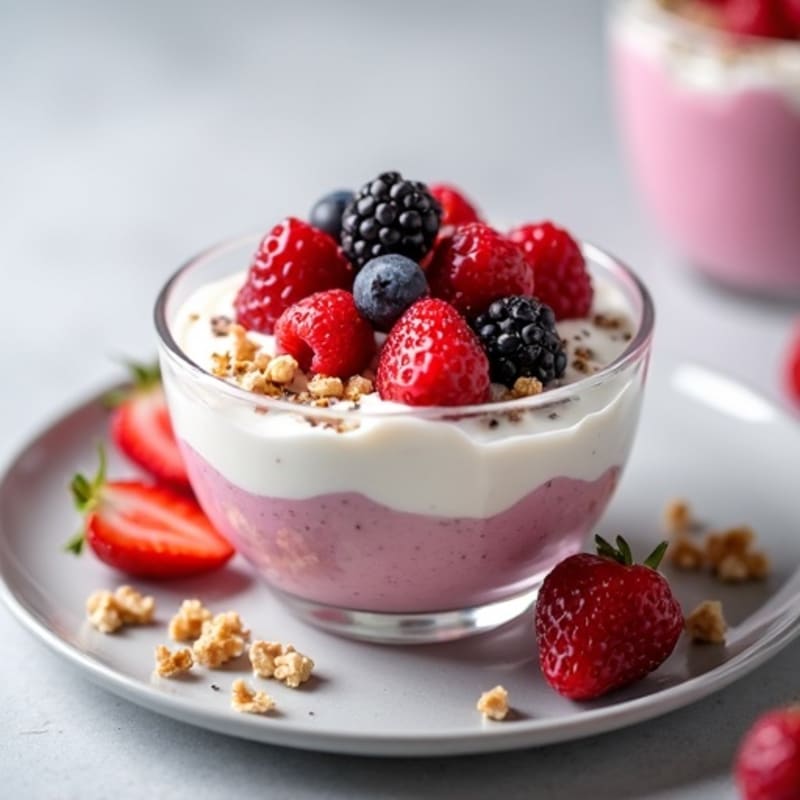 Greek Yogurt Protein Mousse with Mixed Berries