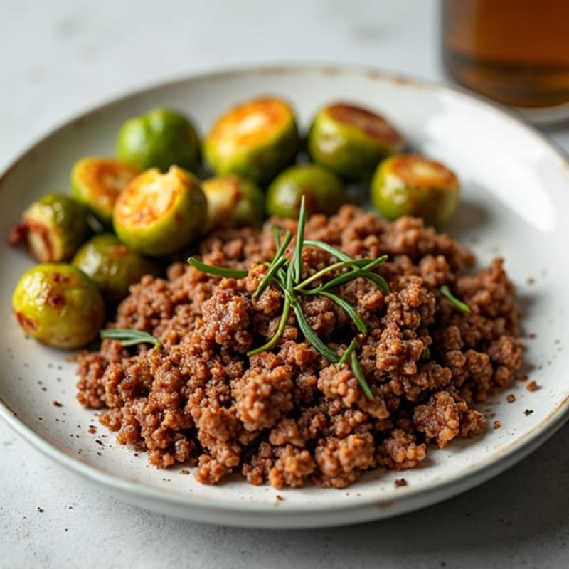 Lean Ground Beef and Crispy Roasted Brussels Sprouts