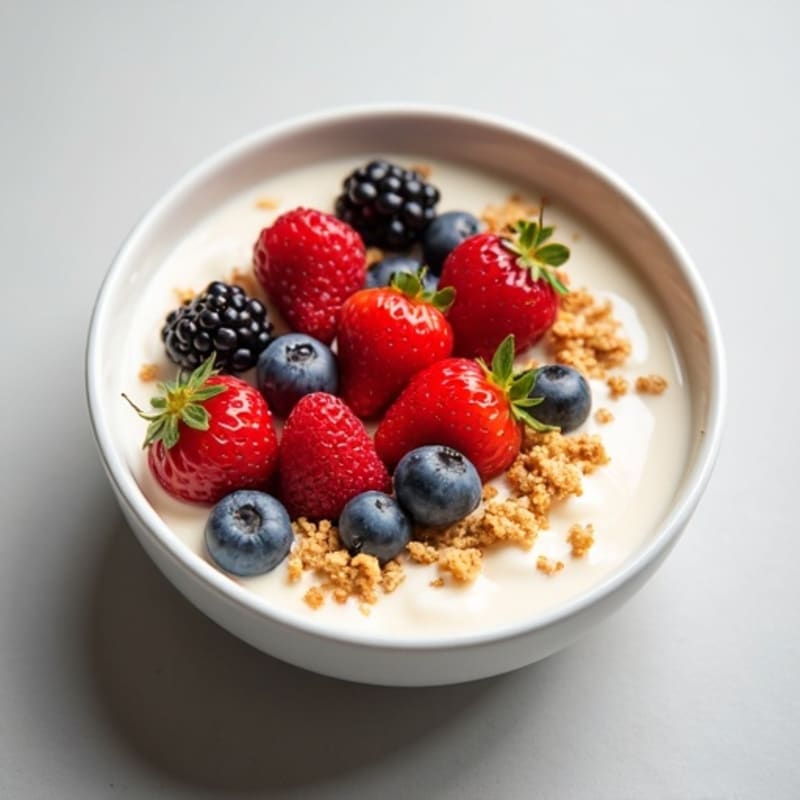 Creamy Protein-Rich Greek Yogurt Cheesecake Bowl with Fresh Berries