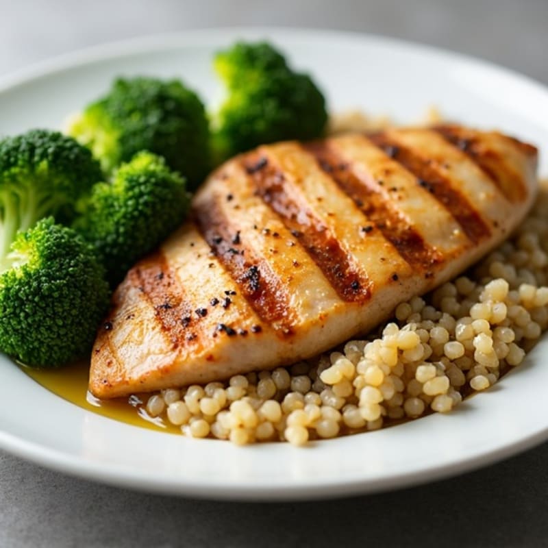 Grilled Chicken Breast with Quinoa and Steamed Broccoli