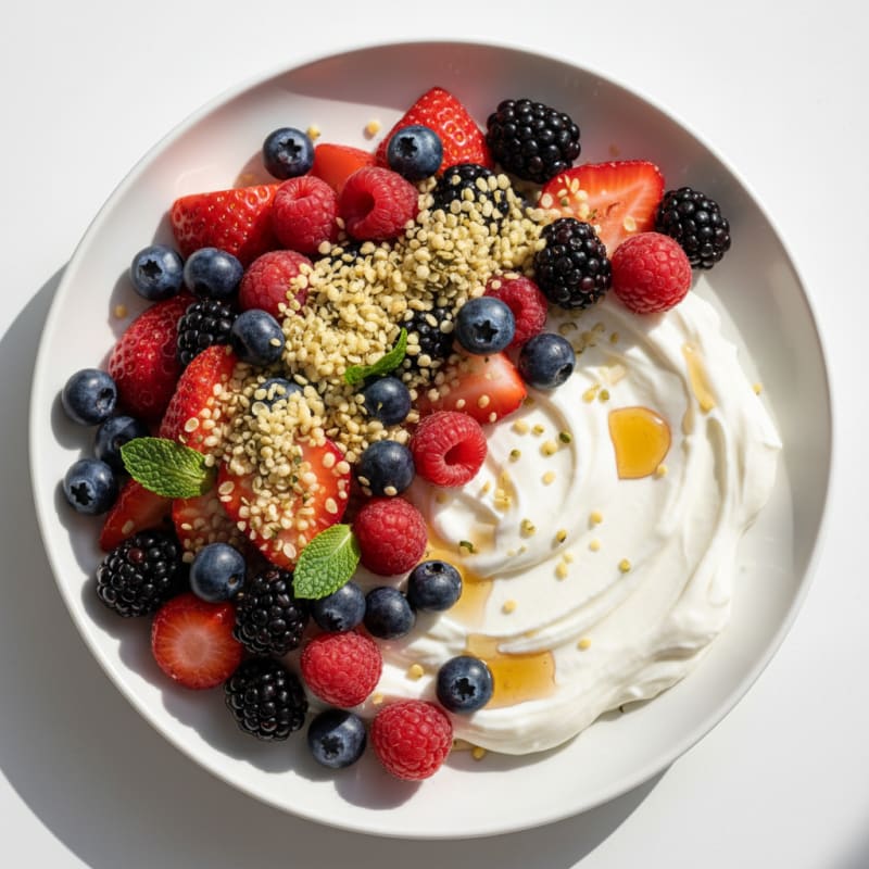 Silky Greek Yogurt Protein Mousse with Mixed Berries