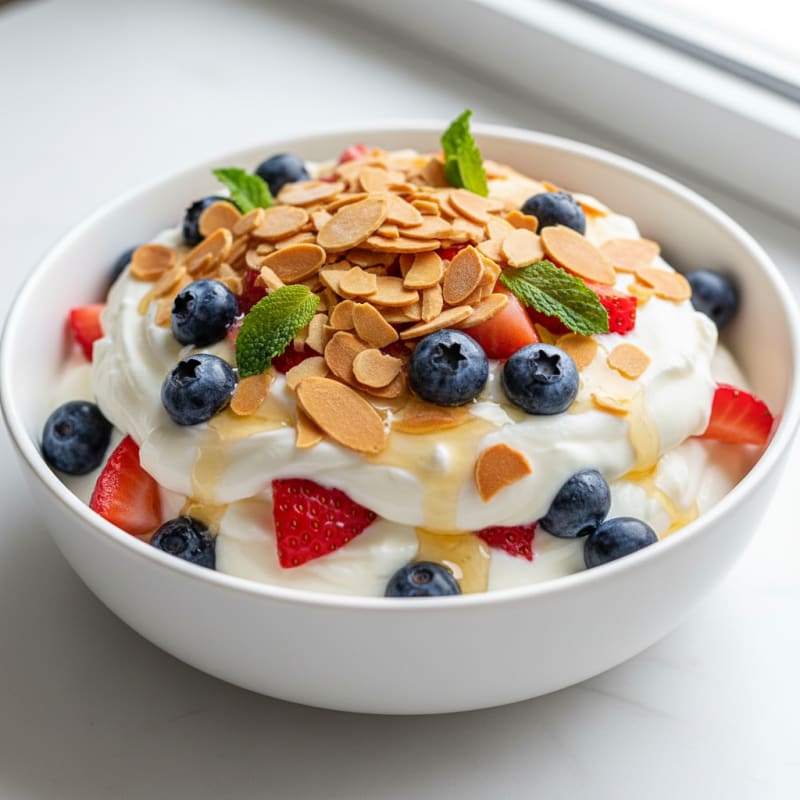 Creamy Greek Yogurt Parfait with Fresh Berries and Toasted Almonds