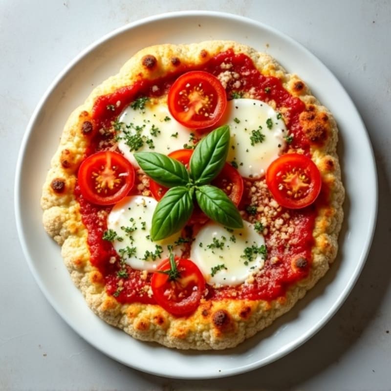 Cauliflower Crust Margherita Pizza with Fresh Basil