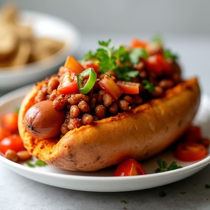 Lean Turkey Chili-Topped Sweet Potato Dogs