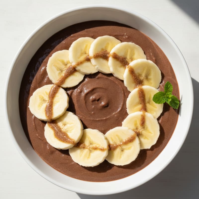 Silky Chocolate Protein Pudding with Sliced Bananas