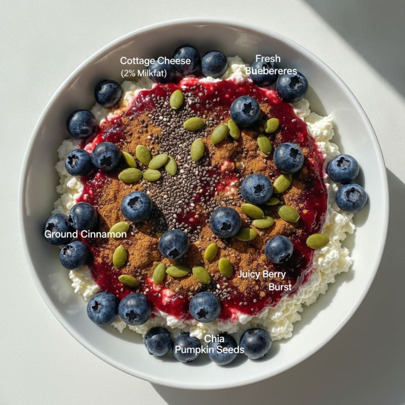 Cottage Cheese and Berry Protein Bowl with Chia Seeds