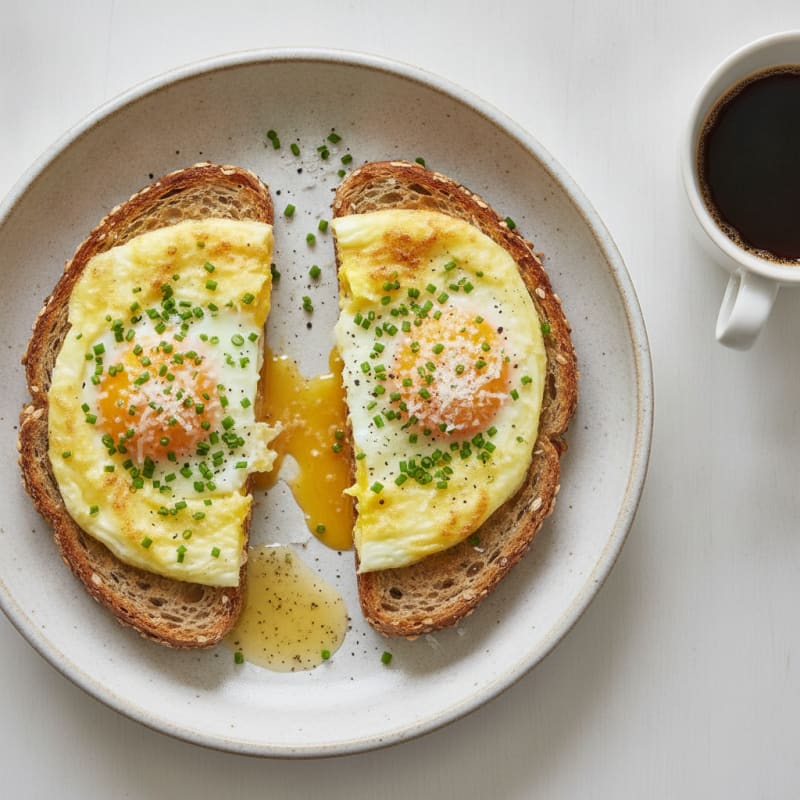 Baked Eggs with Chives on Toast