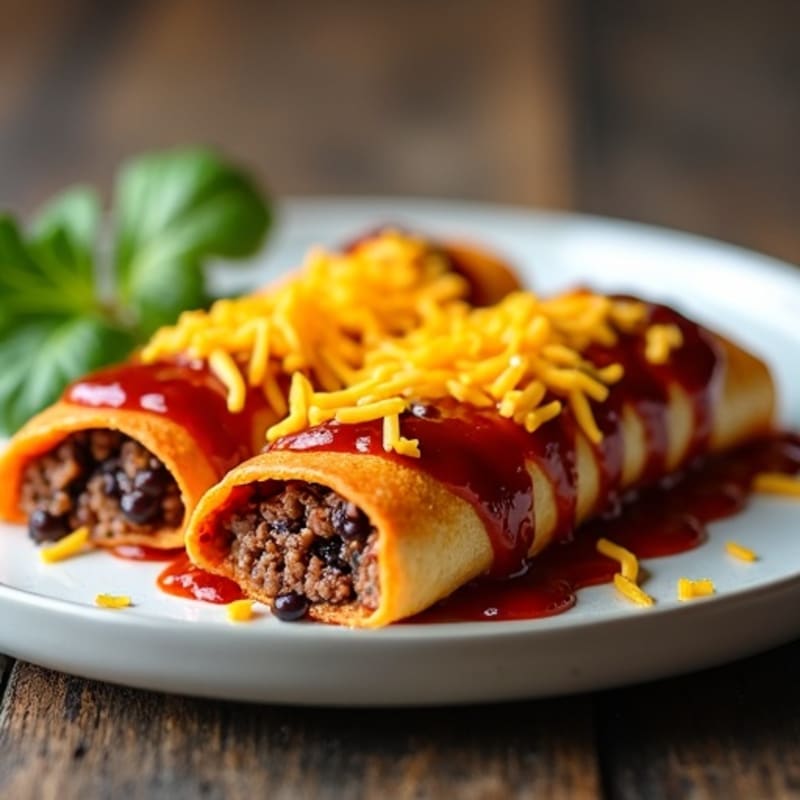 Black Bean and Ground Beef Enchiladas with Melted Cheese