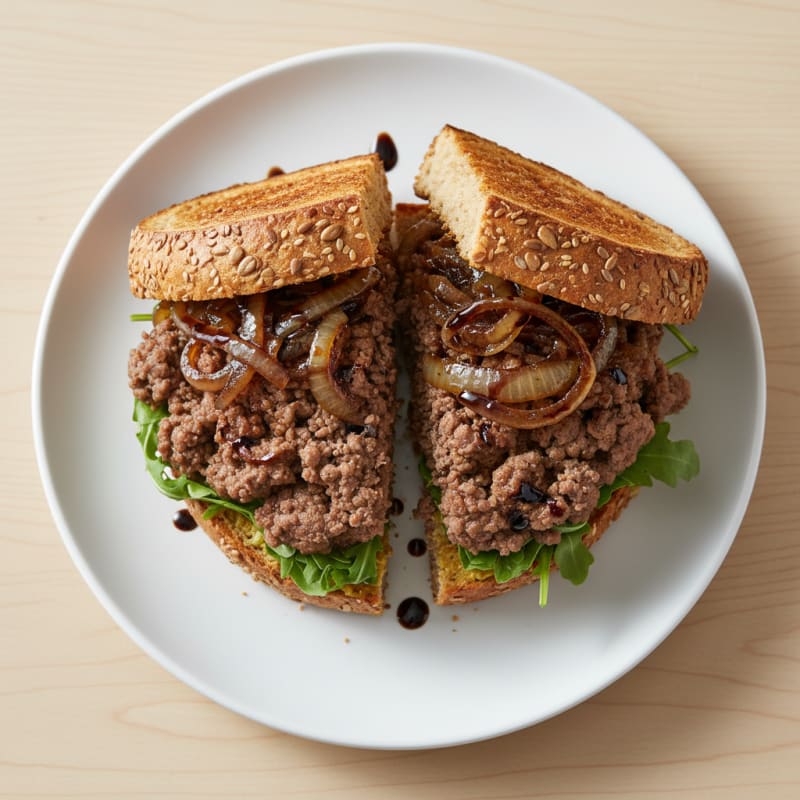 Tender Caramelized Beef and Onion Sandwich