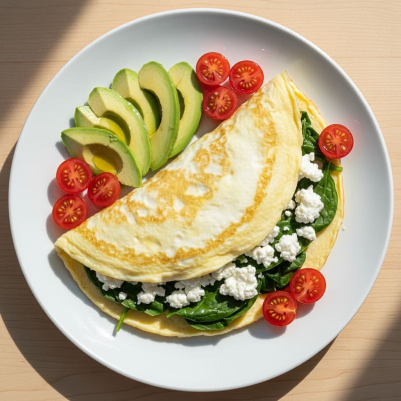 Egg White Spinach Omelette with Cottage Cheese