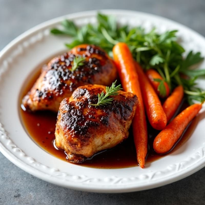 Sticky Balsamic-Glazed Chicken Thighs with Roasted Carrots