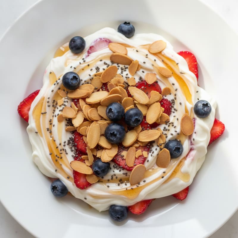 Greek Yogurt Protein Parfait with Mixed Berries and Almonds
