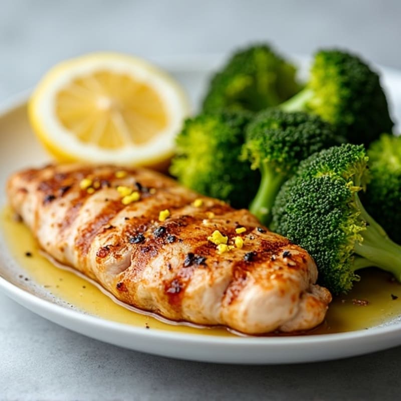 Grilled Turkey Breast with Roasted Broccoli and Lemon