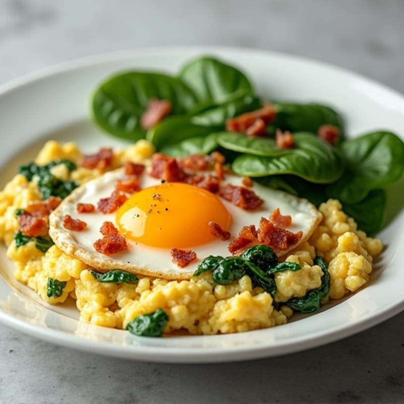 Cottage Cheese Scramble with Spinach and Turkey Bacon